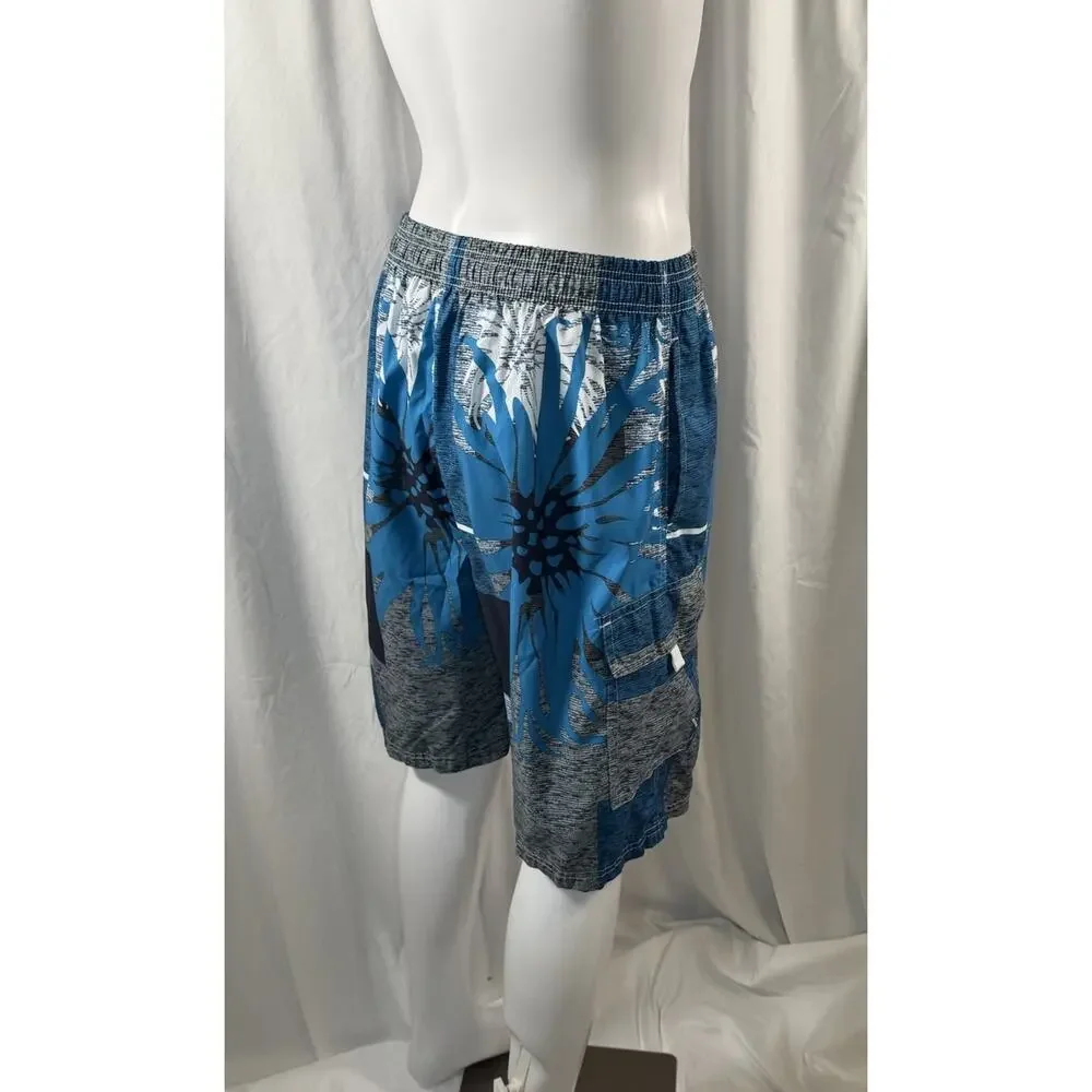 NBN Gear Men's Swim Shorts Trunks Surf Beach Resort Blue Gray White XL 87-39 - Picture 3 of 15